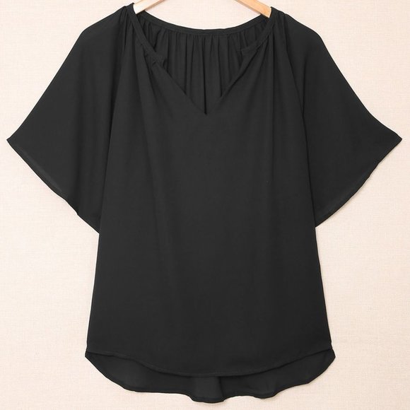Split Neck Pleated Top - Picture 4 of 5